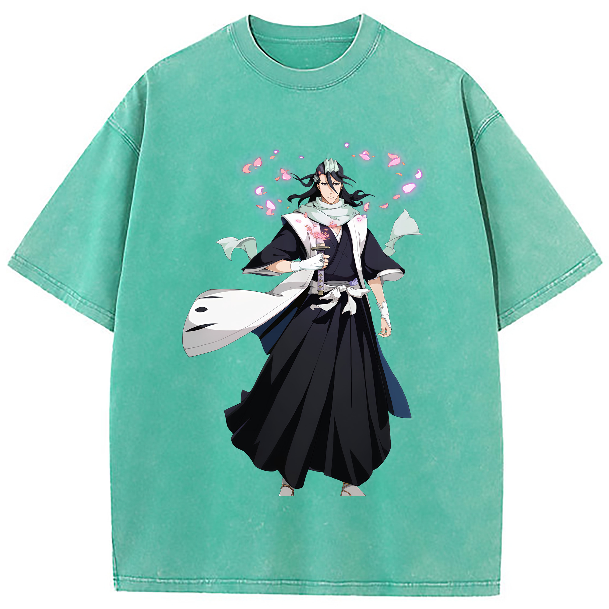 （画像用） ブリーチ くちき びゃくや BLEACH Kuchiki Byakuya 綿100% ヴィンテージ風 半袖Tシャツ（フロントプリント）